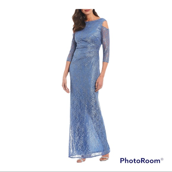 🎉HP🎉 NWT Blue Glitter Lace Long Dress size 10 - Picture 2 of 2
